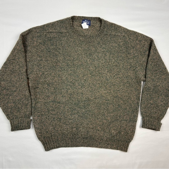 Vtg Woolrich Mens Wool Sweater 2XL 90s Heathered Green/Beige Knit B5
